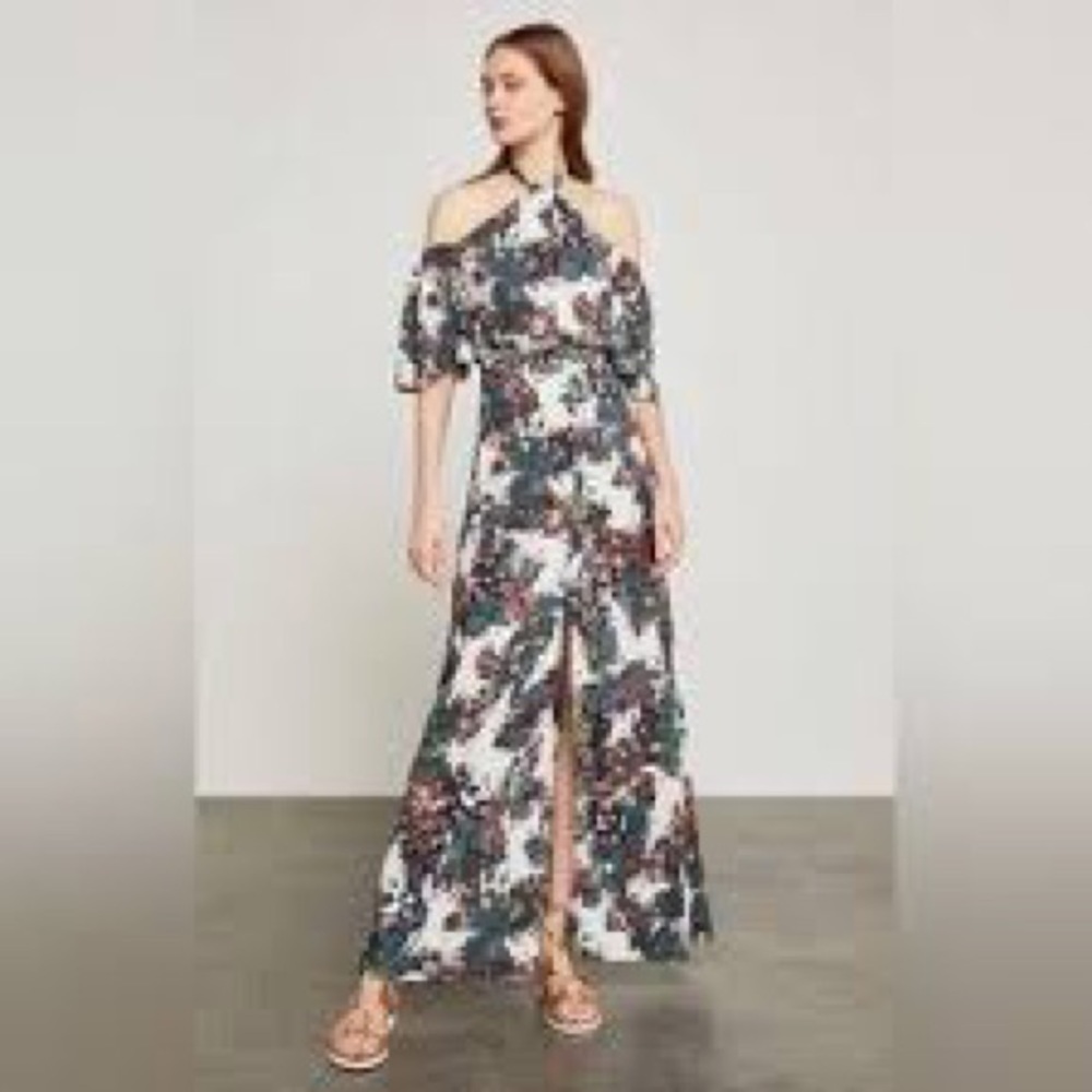 Bcbg Max Azria Kelley Off-the-Shoulder Halter Maxi Dress Sz 02